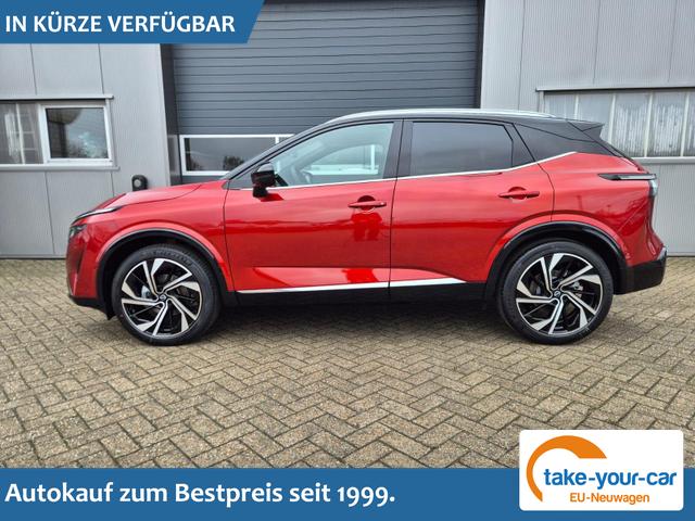 Nissan Qashqai - 1.3 DIG-T MHEV 158 PS X-Tronic Tekna Premium Paket 20"LM Teil-Leder PanoGlasdach Klimaautomatik Sitzheizung Lenkradheizung Navi Head-Up Display elektr. Heckklappe ACC PDC v+h 360&deg;Kamera DAB Bluetooth Touchscreen Apple CarPlay Android Auto Vorlauffahrzeug