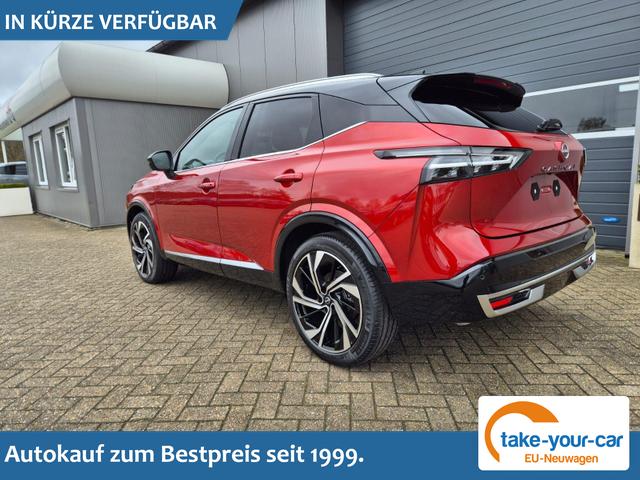 Nissan Qashqai - 1.3 DIG-T MHEV 158 PS X-Tronic Tekna Premium Paket 20"LM Teil-Leder PanoGlasdach Klimaautomatik Sitzheizung Lenkradheizung Navi Head-Up Display elektr. Heckklappe ACC PDC v+h 360&deg;Kamera DAB Bluetooth Touchscreen Apple CarPlay Android Auto Vorlauffahrzeug