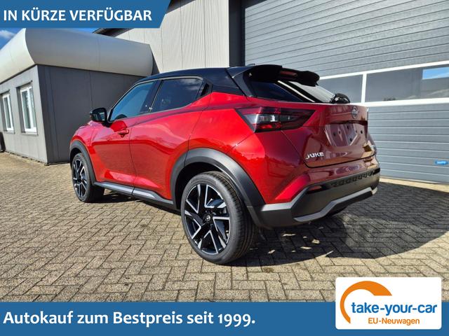 Nissan Juke - 1.0 DIG-T 114PS N-Design Automatik Teil-Leder Klimaautomatik Sitzheizung Lenkradheizung PDC v+h R&uuml;ckf.Kamera Navi 19"LM Bluetooth Touchscreen Apple CarPlay Android Auto Vorlauffahrzeug