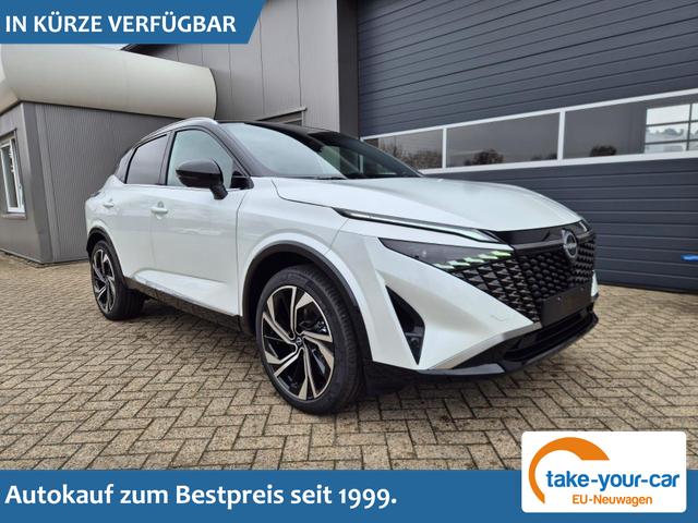 Nissan Qashqai - 1.3 DIG-T MHEV 158 PS X-Tronic Tekna Premium Paket 20"LM Teil-Leder PanoGlasdach Klimaautomatik Sitzheizung Lenkradheizung Navi Head-Up Display elektr. Heckklappe ACC PDC v+h 360&deg;Kamera DAB Bluetooth Touchscreen Apple CarPlay Android Auto Vorlauffahrzeug