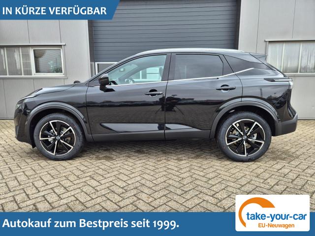 Nissan Qashqai - 1.3 DIG-T MHEV 158 PS X-Tronic Tekna Voll-Leder Klimaautomatik PanoGlasdach Sitzheizung Lenkradheizung Navi Head-Up Display elektr. Heckklappe ACC PDC v+h 360&deg;Kamera DAB Bluetooth Touchscreen Apple CarPlay Android Auto 19"LM Vorlauffahrzeug