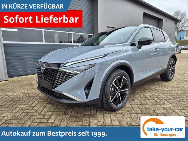 Nissan Qashqai - 1.3 DIG-T MHEV 158 PS X-Tronic Tekna Voll-Leder Klimaautomatik PanoGlasdach Sitzheizung Lenkradheizung Navi Head-Up Display elektr. Heckklappe ACC PDC v+h 360&deg;Kamera DAB Bluetooth Touchscreen Apple CarPlay Android Auto 19"LM Vorlauffahrzeug