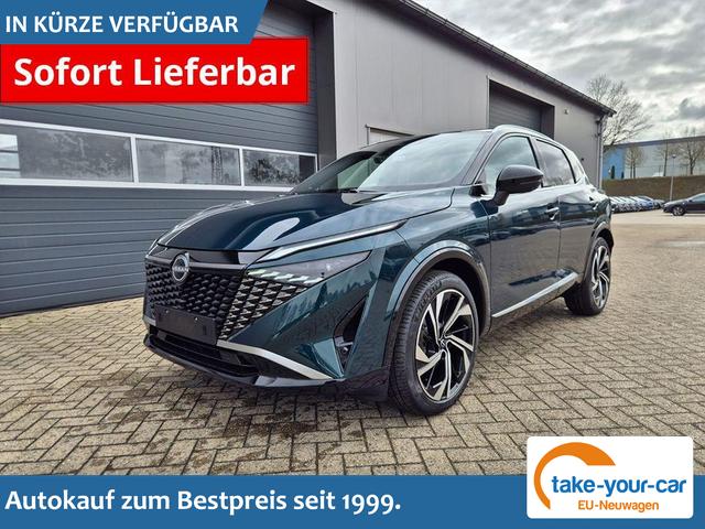 Nissan Qashqai - 1.3 DIG-T MHEV 158 PS X-Tronic Tekna Premium Paket 20"LM Teil-Leder PanoGlasdach Klimaautomatik Sitzheizung Lenkradheizung Navi Head-Up Display elektr. Heckklappe ACC PDC v+h 360&deg;Kamera DAB Bluetooth Touchscreen Apple CarPlay Android Auto Vorlauffahrzeug