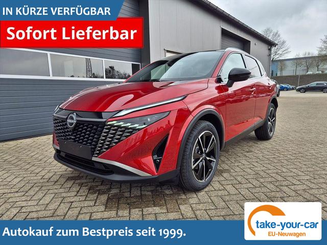 Nissan Qashqai - 1.3 DIG-T MHEV 158 PS X-Tronic Tekna Voll-Leder Klimaautomatik PanoGlasdach Sitzheizung Lenkradheizung Navi Head-Up Display elektr. Heckklappe ACC PDC v+h 360&deg;Kamera DAB Bluetooth Touchscreen Apple CarPlay Android Auto 19"LM Vorlauffahrzeug