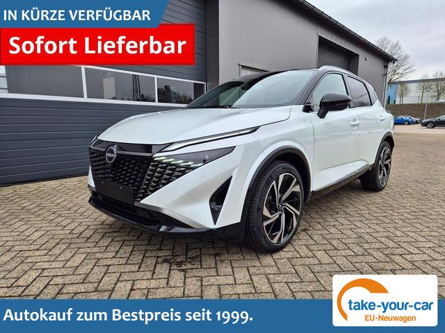 Nissan Qashqai - 1.3 DIG-T MHEV 158 PS X-Tronic Tekna Premium Paket 20"LM Teil-Leder PanoGlasdach Klimaautomatik Sitzheizung Lenkradheizung Navi Head-Up Display elektr. Heckklappe ACC PDC v+h 360&deg;Kamera DAB Bluetooth Touchscreen Apple CarPlay Android Auto Vorlauffahrzeug