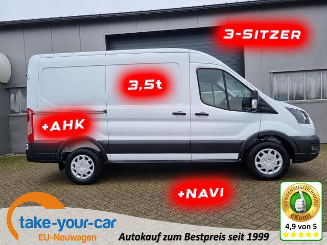 Ford Transit - L2H2 2.0 TDCi 130PS Trend 3,5t 3-Sitzer AHK Klima Navi Bluetooth DAB Frontscheibe beheizb. PDC v+h Rückf.Kamera Tempomat Vorlauffahrzeug