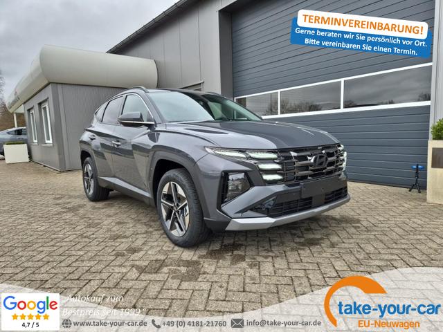 Hyundai TUCSON - Trend 1.6 T-GDI 215PS AT HEV FACELIFT MY2025 elektr. Heckklappe Teil-Leder Sitzheizung v+h Lenkradheizung ACC Klimaautomatik Navi Touchscreen DAB+ wireless Apple CarPlay + Android Auto PDC Rückf.Kamera Matrix-LED-Scheinw. Vorlauffahrzeug
