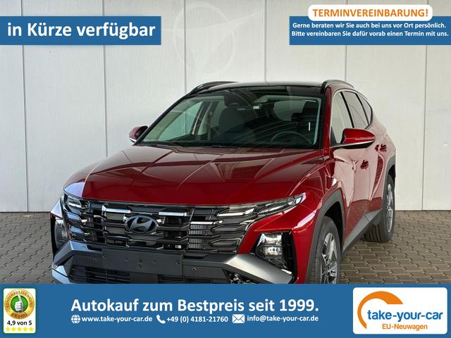 Hyundai TUCSON - E-Motion 1.6 T-GDI 2WD 48V DCT / Panoramadach ACC Sitz + Lenkradheizung LED Navi PDC V&H Kamera Alu 18" Vorlauffahrzeug