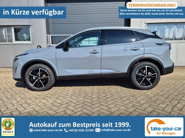 Nissan Qashqai - 1.3 DIG-T MHEV 158 PS X-Tronic Tekna Voll-Leder Klimaautomatik PanoGlasdach Sitzheizung Lenkradheizung Navi Head-Up Display elektr. Heckklappe ACC PDC v+h 360&deg;Kamera DAB Bluetooth Touchscreen Apple CarPlay Android Auto 19"LM Vorlauffahrzeug