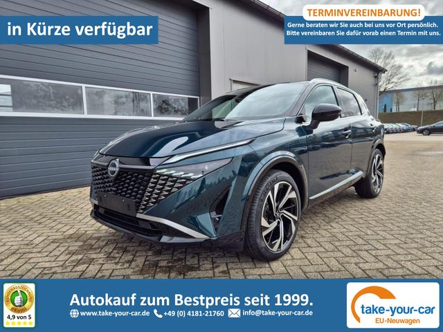 Nissan Qashqai - 1.3 DIG-T MHEV 158 PS X-Tronic Tekna Premium Paket 20"LM Teil-Leder PanoGlasdach Klimaautomatik Sitzheizung Lenkradheizung Navi Head-Up Display elektr. Heckklappe ACC PDC v+h 360&deg;Kamera DAB Bluetooth Touchscreen Apple CarPlay Android Auto Vorlauffahrzeug