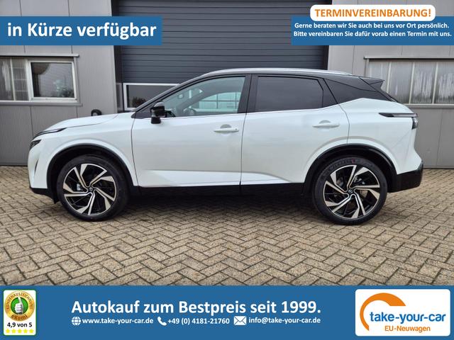 Nissan Qashqai - 1.3 DIG-T MHEV 158 PS X-Tronic Tekna Premium Paket 20"LM Teil-Leder PanoGlasdach Klimaautomatik Sitzheizung Lenkradheizung Navi Head-Up Display elektr. Heckklappe ACC PDC v+h 360&deg;Kamera DAB Bluetooth Touchscreen Apple CarPlay Android Auto Vorlauffahrzeug