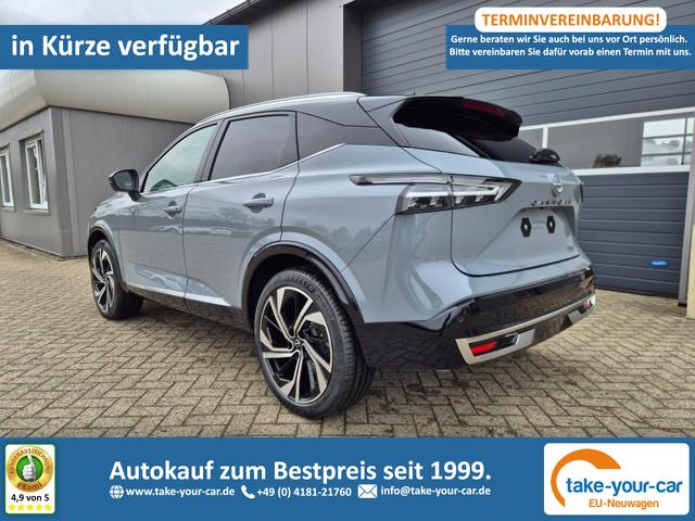 Nissan Qashqai - 1.3 DIG-T MHEV 158 PS X-Tronic Tekna Premium Paket 20"LM Teil-Leder PanoGlasdach Klimaautomatik Sitzheizung Lenkradheizung Navi Head-Up Display elektr. Heckklappe ACC PDC v+h 360&deg;Kamera DAB Bluetooth Touchscreen Apple CarPlay Android Auto Vorlauffahrzeug