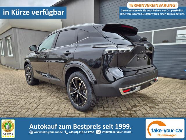 Nissan Qashqai - 1.3 DIG-T MHEV 158 PS X-Tronic Tekna Voll-Leder Klimaautomatik PanoGlasdach Sitzheizung Lenkradheizung Navi Head-Up Display elektr. Heckklappe ACC PDC v+h 360&deg;Kamera DAB Bluetooth Touchscreen Apple CarPlay Android Auto 19"LM Vorlauffahrzeug