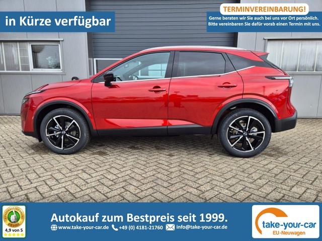 Nissan Qashqai - 1.3 DIG-T MHEV 158 PS X-Tronic Tekna Voll-Leder Klimaautomatik PanoGlasdach Sitzheizung Lenkradheizung Navi Head-Up Display elektr. Heckklappe ACC PDC v+h 360&deg;Kamera DAB Bluetooth Touchscreen Apple CarPlay Android Auto 19"LM Vorlauffahrzeug