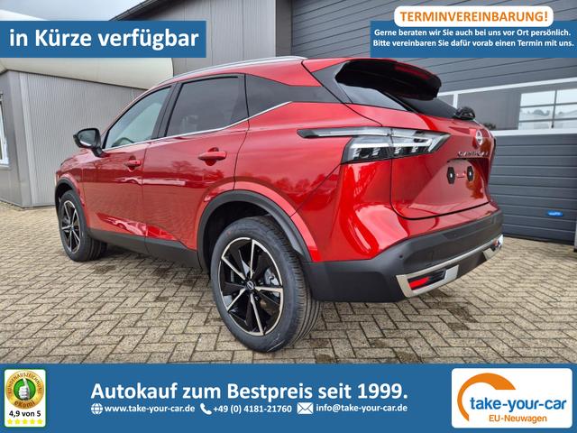Nissan Qashqai - 1.3 DIG-T MHEV 158 PS X-Tronic Tekna Voll-Leder Klimaautomatik PanoGlasdach Sitzheizung Lenkradheizung Navi Head-Up Display elektr. Heckklappe ACC PDC v+h 360&deg;Kamera DAB Bluetooth Touchscreen Apple CarPlay Android Auto 19"LM Vorlauffahrzeug