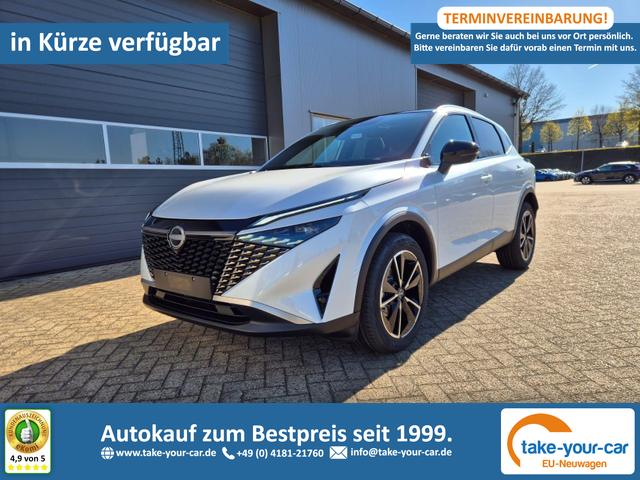 Nissan Qashqai - 1.3 DIG-T MHEV 158 PS X-Tronic Tekna Voll-Leder Klimaautomatik PanoGlasdach Sitzheizung Lenkradheizung Navi Head-Up Display elektr. Heckklappe ACC PDC v+h 360&deg;Kamera DAB Bluetooth Touchscreen Apple CarPlay Android Auto 19"LM Vorlauffahrzeug