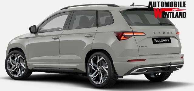 Skoda Karoq Sportline 1.5 TSI 150PS DSG, STAHL-GRAU, 5JGARANTIE, AHK SCHWENKBAR, 19" ALU SAGITARIUS, BEHEIZTE FRONTSCHEIBE, SITZHEIZUNG, MATRIX-LED, Elektr. Heckklappe, Virtual Cockpit 10", Climatronic, NAVI, ACC, Parksensoren v/h, R&uuml;ckfahrkamera, Dachreling, PRIVACY-GLAS 
