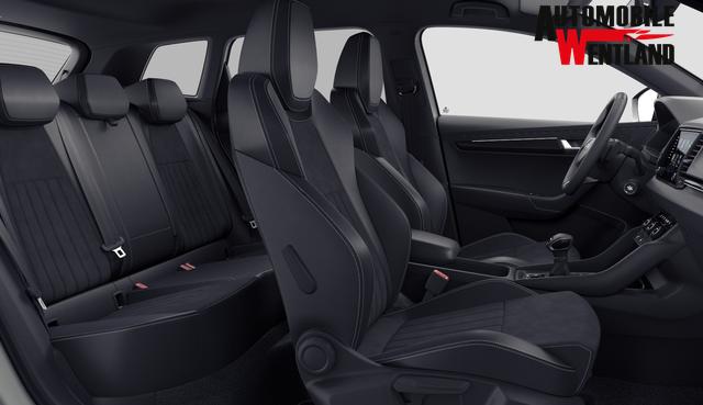 Skoda Karoq Sportline 1.5 TSI 150PS DSG, STAHL-GRAU, 5JGARANTIE, AHK SCHWENKBAR, 19" ALU SAGITARIUS, BEHEIZTE FRONTSCHEIBE, SITZHEIZUNG, MATRIX-LED, Elektr. Heckklappe, Virtual Cockpit 10", Climatronic, NAVI, ACC, Parksensoren v/h, R&uuml;ckfahrkamera, Dachreling, PRIVACY-GLAS 