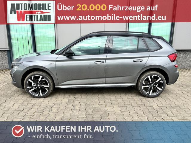 Skoda Kamiq - Monte Carlo 1.0 TSI 115PS DSG, GRAU-MET/Dach schwarz, 18" ALU, AHK-VORBEREITUNG, Panoramadach, Matrix-LED, Parksensoren v/h, Kamera, Tempomat, Virtual Cockpit (8"!!), Kessy, Winter-Paket, Climatronic, Radio 8", SmartLink, NSW, Sport-M-Lederlenkrad beheizt, Dachreling