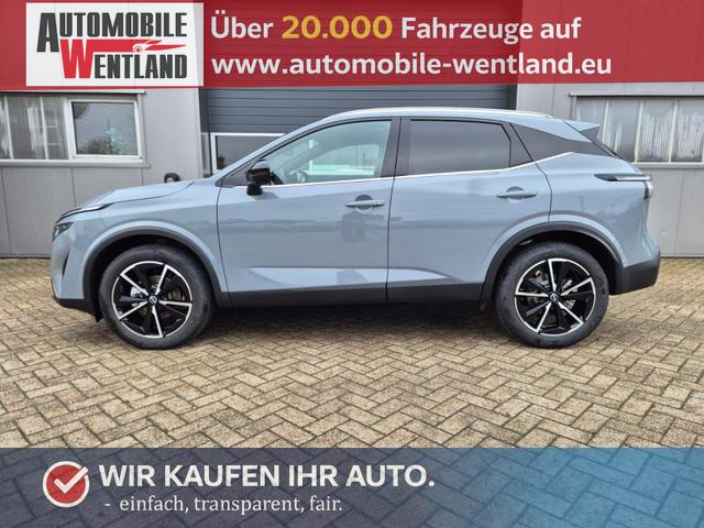 Nissan Qashqai - 1.3 DIG-T MHEV 158 PS X-Tronic Tekna Voll-Leder Klimaautomatik PanoGlasdach Sitzheizung Lenkradheizung Navi Head-Up Display elektr. Heckklappe ACC PDC v+h 360&deg;Kamera DAB Bluetooth Touchscreen Apple CarPlay Android Auto 19"LM