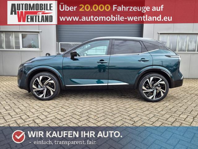 Nissan Qashqai 1.3 DIG-T MHEV 158 PS X-Tronic Tekna Premium Paket 20"LM Teil-Leder PanoGlasdach Klimaautomatik Sitzheizung Lenkradheizung Navi Head-Up Display elektr. Heckklappe ACC PDC v+h 360&deg;Kamera DAB Bluetooth Touchscreen Apple CarPlay Android Auto 