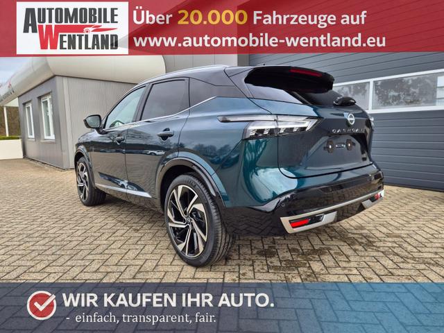 Nissan Qashqai - 1.3 DIG-T MHEV 158 PS X-Tronic Tekna Premium Paket 20"LM Teil-Leder PanoGlasdach Klimaautomatik Sitzheizung Lenkradheizung Navi Head-Up Display elektr. Heckklappe ACC PDC v+h 360&deg;Kamera DAB Bluetooth Touchscreen Apple CarPlay Android Auto