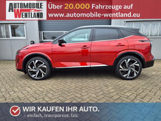Nissan Qashqai 1.3 DIG-T MHEV 158 PS X-Tronic Tekna Premium Paket 20"LM Teil-Leder PanoGlasdach Klimaautomatik Sitzheizung Lenkradheizung Navi Head-Up Display elektr. Heckklappe ACC PDC v+h 360&deg;Kamera DAB Bluetooth Touchscreen Apple CarPlay Android Auto 