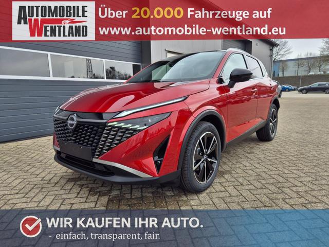 Nissan Qashqai - 1.3 DIG-T MHEV 158 PS X-Tronic Tekna Voll-Leder Klimaautomatik PanoGlasdach Sitzheizung Lenkradheizung Navi Head-Up Display elektr. Heckklappe ACC PDC v+h 360&deg;Kamera DAB Bluetooth Touchscreen Apple CarPlay Android Auto 19"LM