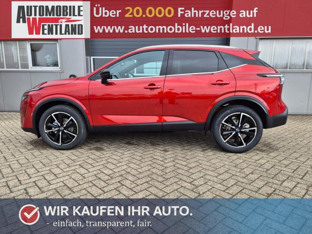 Nissan Qashqai - 1.3 DIG-T MHEV 158 PS X-Tronic Tekna Voll-Leder Klimaautomatik PanoGlasdach Sitzheizung Lenkradheizung Navi Head-Up Display elektr. Heckklappe ACC PDC v+h 360&deg;Kamera DAB Bluetooth Touchscreen Apple CarPlay Android Auto 19"LM