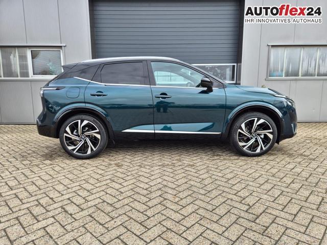 Nissan Qashqai 1.3 DIG-T MHEV 158 PS X-Tronic Tekna Premium Paket 20"LM Teil-Leder PanoGlasdach Klimaautomatik Sitzheizung Lenkradheizung Navi Head-Up Display elektr. Heckklappe ACC PDC v+h 360&deg;Kamera DAB Bluetooth Touchscreen Apple CarPlay Android Auto 