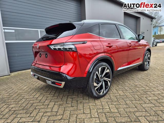 Nissan Qashqai 1.3 DIG-T MHEV 158 PS X-Tronic Tekna Premium Paket 20"LM Teil-Leder PanoGlasdach Klimaautomatik Sitzheizung Lenkradheizung Navi Head-Up Display elektr. Heckklappe ACC PDC v+h 360&deg;Kamera DAB Bluetooth Touchscreen Apple CarPlay Android Auto 