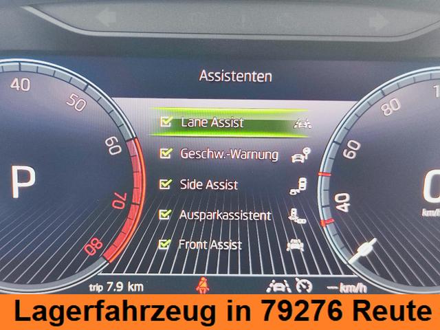 Skoda Kamiq Top Selection L 115PS DSG Automatik mit elektrischer Heckklappe Tempomat LED Scheinwerfer Sitzheizung Lenkradheizung Einparkhilfe vorne+hinten R&uuml;ckfahrkamera DAB Radio Kessy Licht und Regensensor 