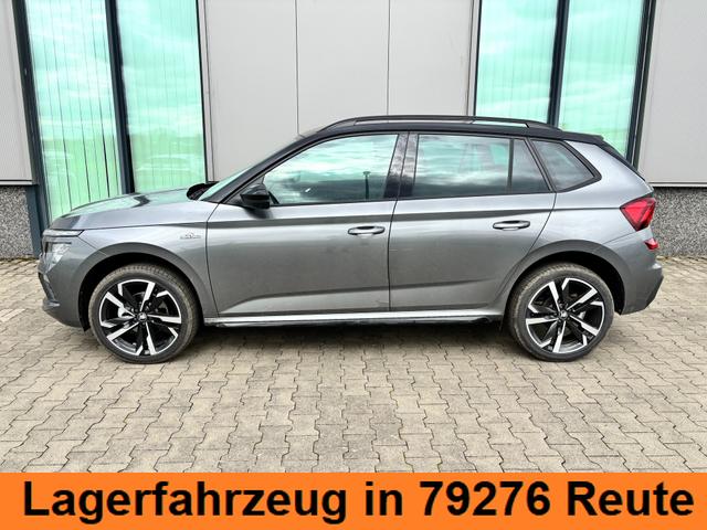 Lagerfahrzeug Skoda Kamiq - Monte Carlo 1.0 TSI 115PS DSG, GRAU-MET/Dach schwarz, 18" ALU, AHK-VORBEREITUNG, Panoramadach, Matrix-LED, Parksensoren v/h, Kamera, Tempomat, Virtual Cockpit (8"!!), Kessy, Winter-Paket, Climatronic, Radio 8", SmartLink, NSW, Sport-M-Lederlenkrad beheizt, Dachreling