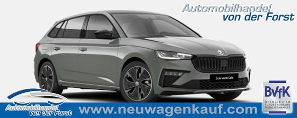 Skoda Scala - "Monte Carlo" (1) LIEFERUNG KOSTENLOS! Angebot f. Menschen mit Behinderung ab 50 %! 1.5 TSI 150PS DSG/AUTOMATIK, Panoramadach, 17"Alu, Climatronic, MATRIX-LED, Kessy, Verlängerte Heckscheibe, SunSet, Parksensoren vorn/hinten, Rückfahrkamera, Tempomat, Winter-Paket, Sport-M-Lederlenkrad behei