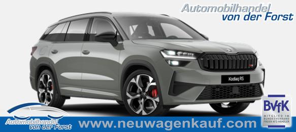 Skoda Kodiaq - "RS" (1) LIEFERUNG KOSTENLOS! Angebot f. Menschen mit Behinderung 50%! 2.0 TSI 265PS DSG 4x4, Metallic/Stahl-Grau, 20"Alu, DCC, Beheizte Frontscheibe, Elektr. Heckklappe, Navi 13", CANTON, MATRIX-LED, HEAD-UP, Kessy, Alarm, Parksensoren, Panorama-Kamera, Sitzheizung vo/hi