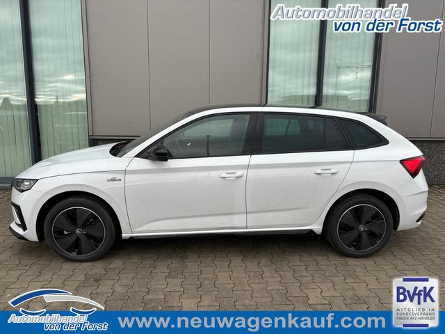 Skoda Scala - "Monte Carlo" (1) LIEFERUNG KOSTENLOS! 1.0 TSI 115PS DSG, MOON-WHITE MET, Panoramadach, 17"Alu, Climatronic, MATRIX-LED, Kessy, Verlängerte Heckscheibe, SunSet, Parksensoren vorn/hinten, Rückfahrkamera, Tempomat, Winter-Paket, Sport-M-Lederlenkrad beheizt, Virtual Cockpit, Radio 8", SmartLin