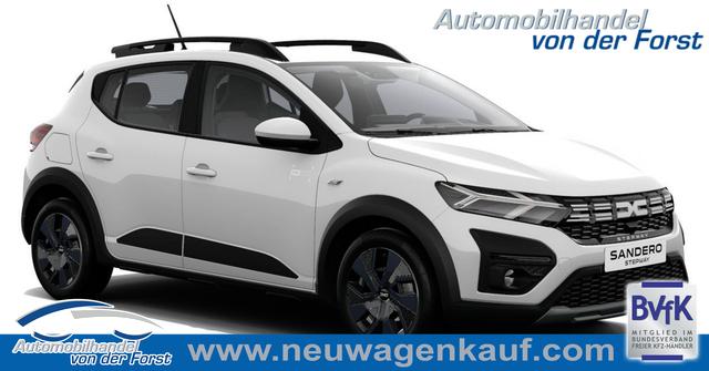 Dacia Sandero Stepway - "Expression" 1.0 ECO-G100 LPG-GASANLAGE/BENZIN, Weiß, MEDIA NAVIGATION 8", Parksensoren vorn & hinten, Rückfahrkamera, Toter-Winkel-Warner, Klimaanlage, Tempomat, Dachreling, Lederlenkrad, 4x elektr. Fensterheber, Armlehne, Spiegel elektr. einstell-/beheizbar