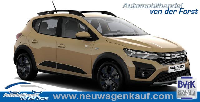 Dacia Sandero Stepway - "Expression" 1.0 ECO-G100 LPG-GASANLAGE/BENZIN, Safari-Beige Metallic, MEDIA Display 8", Klimaanlage, Parksensoren vorne/hinten, Rückfahrkamera, Toter-Winkel-Warner, Tempomat, Dachreling, Lederlenkrad, 4x elektr. FH, Armlehne, Spiegel elektr. einstell-/beheizbar