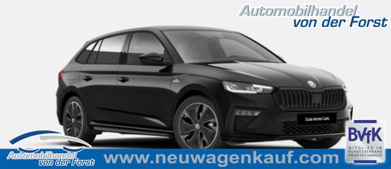 Skoda Scala - "Monte Carlo" (1) LIEFERUNG KOSTENLOS! 1.5 TSI 150PS 6-Gang, SCHWARZ-MET, Panoramadach, 17"Alu, Climatronic, MATRIX-LED, Kessy, Verlängerte Heckscheibe, SunSet, Parksensoren vorn/hinten, Rückfahrkamera, Tempomat, Winter-Paket, Sport-M-Lederlenkrad beheizt, Virtual Cockpit, Radio 8", Smart Li