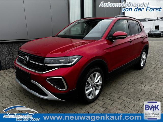 Volkswagen T-Cross - "Life" 1.0 TSI 115PS DSG/AUTOMATIK, Kings-Red-Metallic, Parksensoren hinten, Rückfahrkamera, Privacy-Glas, Sitzheizung, Climatronic, IQ LIGHT MATRIX-LED, Radio Ready2Discover+Wireless App-Connect, 17" Alu, KEYLESS, Lendenwirbelstütze, M-Lederlenkrad, Dachrelin