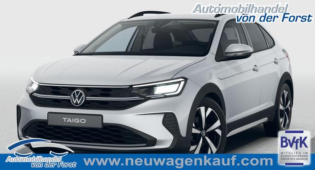 Volkswagen Taigo - "Life" 1.5 TSI 150PS DSG/AUTOMATIK, Silber-Metallic, 17" Alu Aberdeen, MATRIX-LED, Sitzheizung, Climatronic, Parksensoren vorn/hinten, Rückfahrkamera, Radio Ready2Discover + Wireless App-Connect, Keyless Access, Licht-/Sicht, Privacy-Glas, M-Lederlenkrad