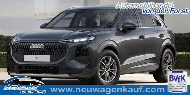 Audi Q3 - "Q3 Basis" LIEFERUNG KOSTENLOS & PREISGARANTIE* 2.0 TFSI 204PS quattro (Allrad) S-Tronic (Automatik), 17" Alu, MMI Navigation plus, Elektr. Heckklappe, Einparkhilfe plus, 3-Zonen-Klimaautomatik, Soundsystem, Sitzheizung vorne, Privacy Glas, Lederlenkrad