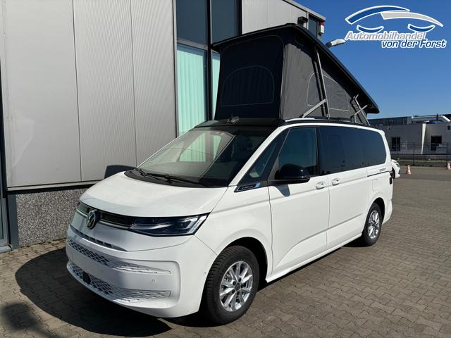 Volkswagen T7 California LAGERFAHRZEUGE "Ocean" LIEFERUNG KOSTENLOS & PREISGARANTIE* 2.0 TDI 150PS DSG, 16" Alu, ELEKTRISCHES Aufstelldach, Privacy-Glas, Climatronic, KÜCHE, Standheizung + FB, Sitzheizung, Park Assist, Parksensoren v/h, Kamera, IQ Light LED-MATRIX, Markise, Side Assist, ACC, Ganzjahresreifen, Radio 10" + App-Connect 