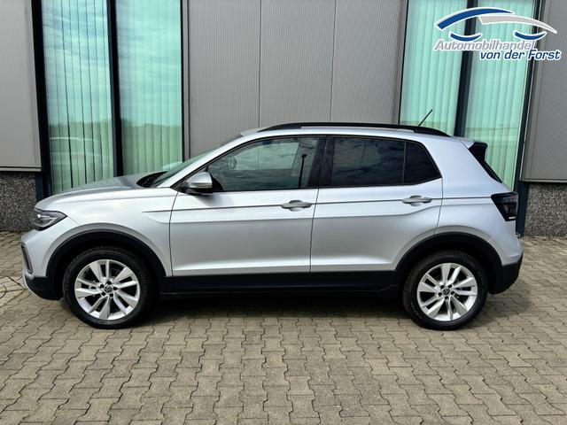 Volkswagen T-Cross "Life" 1.0 TSI 115PS DSG/AUTOMATIK, Silber-Metallic, Parksensoren v/h, Rückfahrkamera, Privacy-Glas, Sitzheizung, Climatronic, IQ LIGHT MATRIX-LED, Radio Ready2Discover+Wireless App-Connect, 17" Alu, KEYLESS, M-Lederlenkrad, Dachreling 