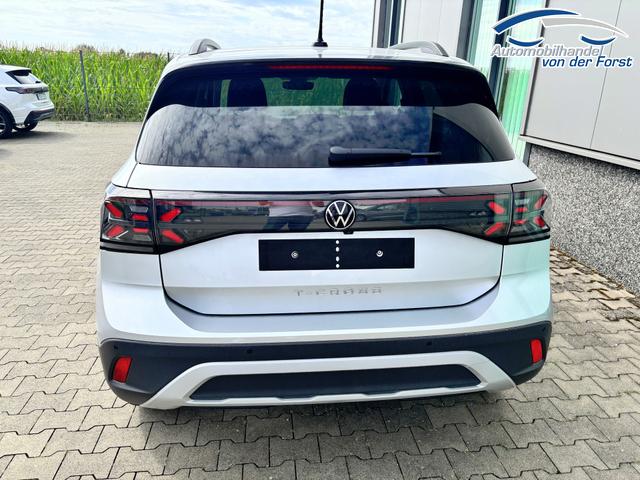 Volkswagen T-Cross "Life" 1.0 TSI 115PS DSG/AUTOMATIK, Silber-Metallic, Parksensoren v/h, Rückfahrkamera, Privacy-Glas, Sitzheizung, Climatronic, IQ LIGHT MATRIX-LED, Radio Ready2Discover+Wireless App-Connect, 17" Alu, KEYLESS, M-Lederlenkrad, Dachreling 