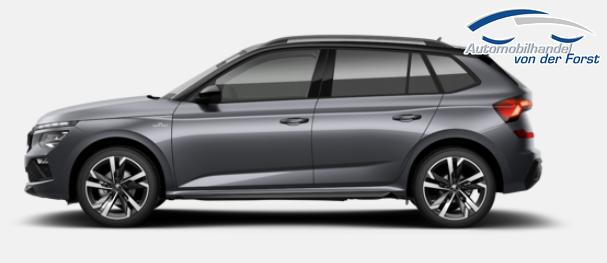 Skoda Kamiq "Monte Carlo" (1) LIEFERUNG KOSTENLOS! 1.0 TSI 115PS DSG, GRAU-MET/Dach schwarz, 18" ALU URSA, AHK-VORBEREITUNG, Panoramadach, Matrix-LED, Parksensoren v/h, Kamera, Tempomat, Virtual Cockpit, Kessy, Winter-Paket, Climatronic, Radio 8", SmartLink, NSW, Dachreling, Sport-M-Lederlenkrad beheizt 