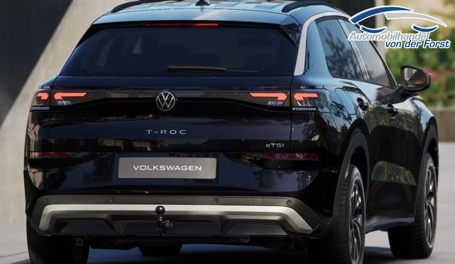 Volkswagen T-Roc (NEUES MODELL) "Life" LIEFERUNG KOSTENLOS & PREISGARANTIE* 1.5 eTSI 116PS DSG (AUTOMATIK), SCHWARZ-METALLIC, ANHÄNGERKUPPLUNG, WINTER-PAKET, PRIVACY, 16" Alu, ACC, Climatronic, Rückfahrkamera, Parksensoren vorne/hinten, Radio 12,9" + Wireless App-Connect, Toter-Winkel-Warner, M-Lederlenkrad, LED-Scheinwerfer 