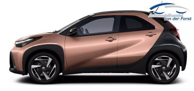 Toyota Aygo X "Envy / EU-Lounge" LIEFERUNG KOSTENLOS! 1.5 Hybrid 115PS CVT/AUTOMATIK, 3J Garantie, 18" Alu, FALTDACH, Smart Entry, Dach schwarz, Privacy-Glas, Sitzheizung, Parksensoren v/h, R&uuml;ckfahrkamera, 2-Zonen-Klimaautomatik, Audiosystem 10,5" + Cloud-NAVI, Lederlenkrad, ACC, LED-Scheinwerfer, JBL-SOUND 