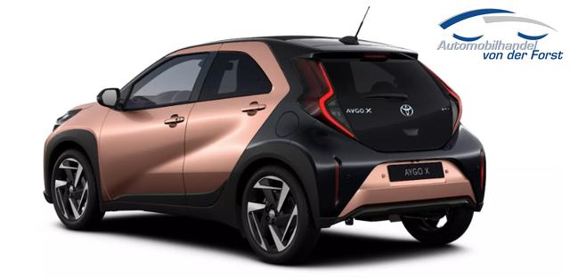 Toyota Aygo X "Envy / EU-Lounge" LIEFERUNG KOSTENLOS! 1.5 Hybrid 115PS CVT/AUTOMATIK, 3J Garantie, 18" Alu, FALTDACH, Smart Entry, Dach schwarz, Privacy-Glas, Sitzheizung, Parksensoren v/h, R&uuml;ckfahrkamera, 2-Zonen-Klimaautomatik, Audiosystem 10,5" + Cloud-NAVI, Lederlenkrad, ACC, LED-Scheinwerfer, JBL-SOUND 