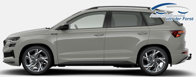 Skoda Karoq "Sportline" LIEFERUNG KOSTENLOS & PREISGARANTIE* 1.5 TSI 150PS DSG, STAHL-GRAU, 5JGARANTIE, AHK SCHWENKBAR, 19" ALU SAGITARIUS, BEHEIZTE FRONTSCHEIBE, SITZHEIZUNG, MATRIX-LED, Elektr. Heckklappe, Virtual Cockpit 10", Climatronic, NAVI, ACC, Parksensoren v/h, R&uuml;ckfahrkamera, Dachreling, PRIVACY-GLAS 